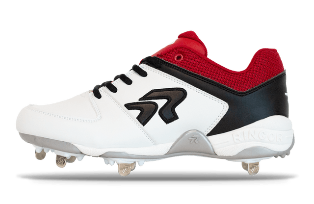 Softball Cleats - Women's Flite Metal Cleats by Run2Day - White/Red/Blue